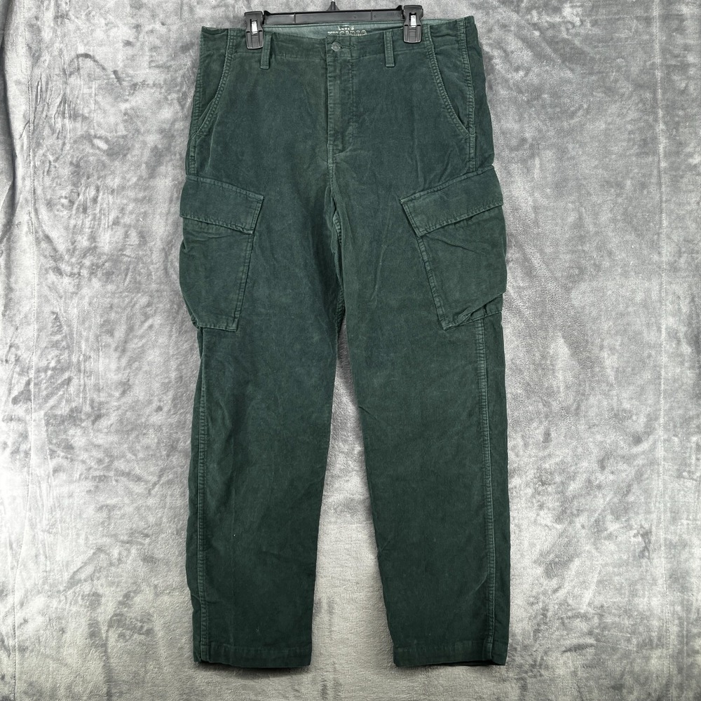 Levis XX Cargo Taper Pants Mens 34x32 Forest Green Corduroy Utility Workwear EUC